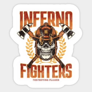 Inferno Fighters Fearless & Bold Firefighter Skull Sticker